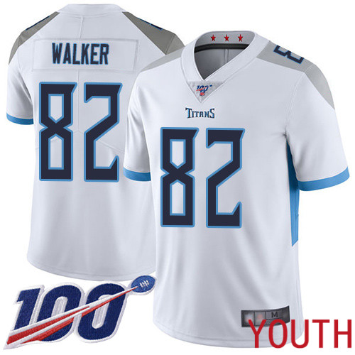 Tennessee Titans Limited White Youth Delanie Walker Road Jersey NFL Football 82 100th Season Vapor Untouchable